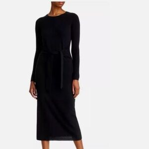 Aqua Cashmere 100% Cashmere Midi Dress with Tie